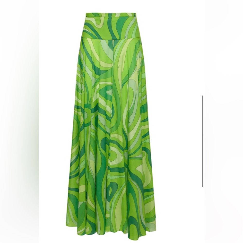 PUCCI Green Marmo cotton muslin Maxi Skirt Resort Wear